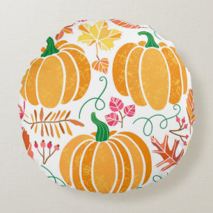 vintage pumpkin illustration set isolated on white round cushion