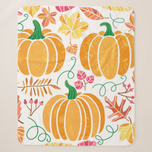 vintage pumpkin illustration set isolated on white sherpa blanket