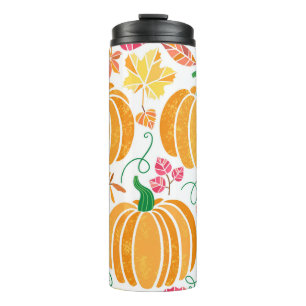 vintage pumpkin illustration set isolated on white thermal tumbler
