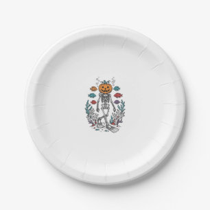 Vintage Pumpkin Skeleton Diver Halloween Fish Desi Paper Plate