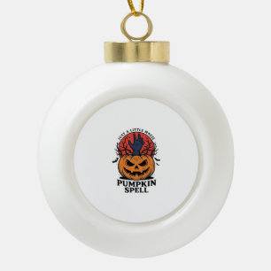 Vintage Pumpkin Spell Halloween Witch Hand Art_1 Ceramic Ball Christmas Ornament