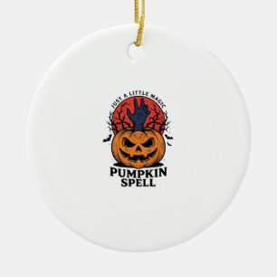 Vintage Pumpkin Spell Halloween Witch Hand Art_1 Ceramic Ornament