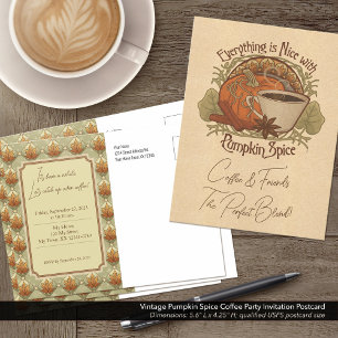 Vintage Pumpkin Spice Coffee Party Invitation Postcard