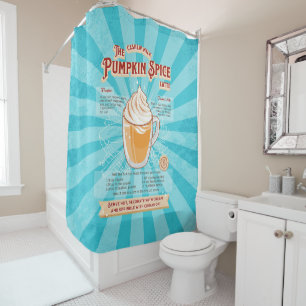 Vintage Pumpkin Spice Latte - Recipe Poster Shower Curtain