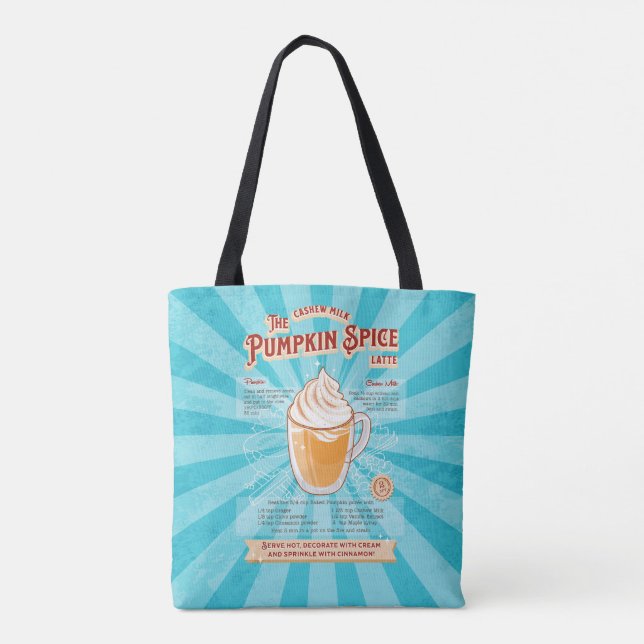 Vintage Pumpkin Spice Latte - Recipe Poster Tote Bag (Back)