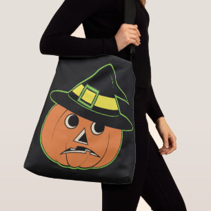 Vintage Pumpkin Witch Crossbody Bag