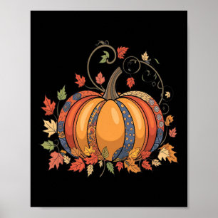 Vintage Pumpkin Women's Autumn Fall Thanksgiving H Poster