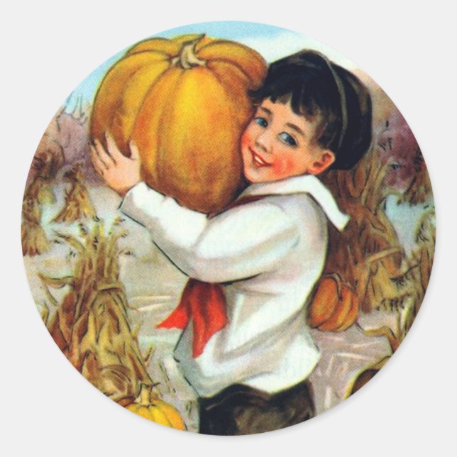 Vintage Pumpkins Classic Round Sticker (Front)