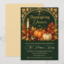 Vintage Pumpkins Dark Green Thanksgiving Dinner