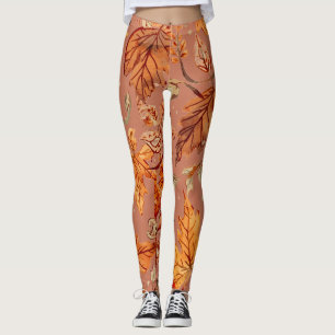 Vintage, Pumpkins Season, Autumn leaves Pattern L Leggings