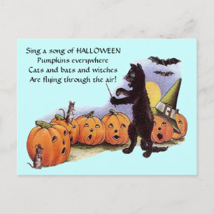 Vintage Pumpkins Singing Postcard