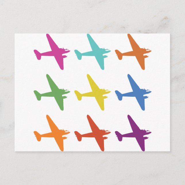 Vintage Punk Retro Aeroplane Pattern Postcard (Front)