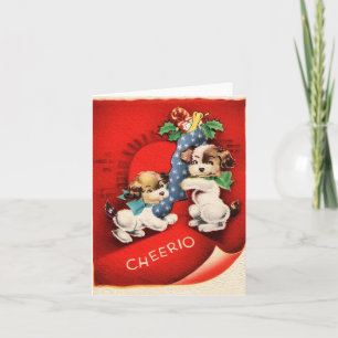 Vintage Puppies Cheerio Christmas Card