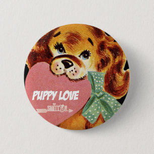 Vintage Puppy Love 6 Cm Round Badge