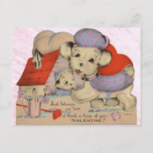 Vintage Puppy Love Valentine Postcard