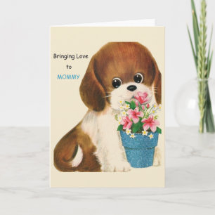 Vintage Puppy Mother's Day Greeting Card