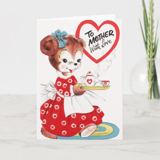 Vintage Puppy Valentine for Mother Card (Front)