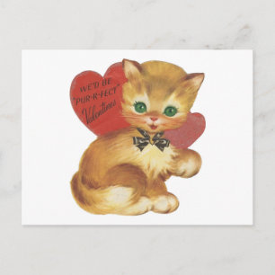 Vintage Pur-r-fect Valentine Holiday Postcard