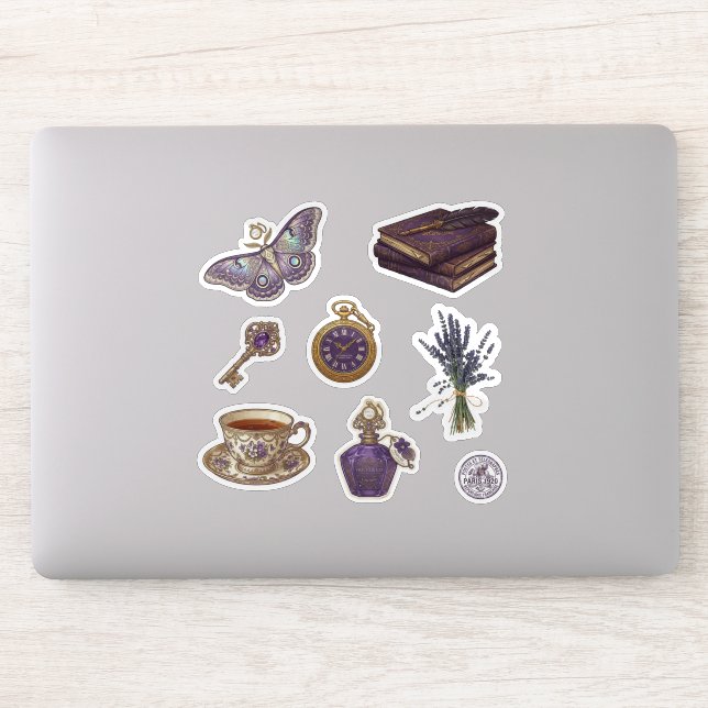 Vintage Purple Aesthetic Sticker Sheet  (Computer)