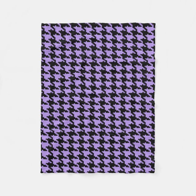 Vintage purple and black houndstooth fleece blanket (Front)