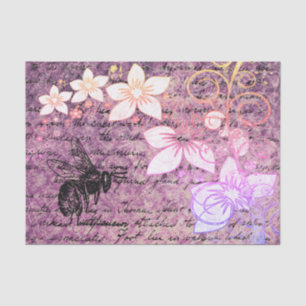 Vintage Purple Bee Decoupage Tissue Paper