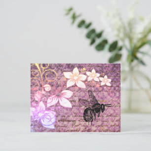 Vintage Purple Bee   Postcard