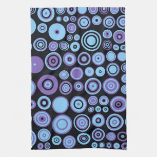 Vintage Purple Blue and Black Fifties Abstract Art Tea Towel