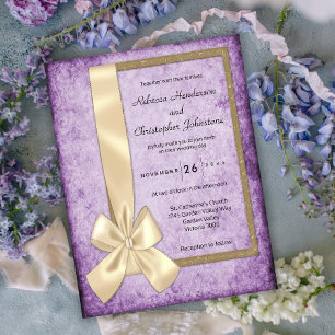 Vintage Purple Boho Rustic Wedding Postcard