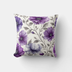 Vintage Purple Botanical Romantic Chic Floral Cushion