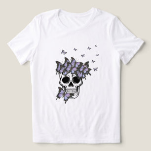 Vintage Purple Butterflies Skull Tri-Blend Shirt