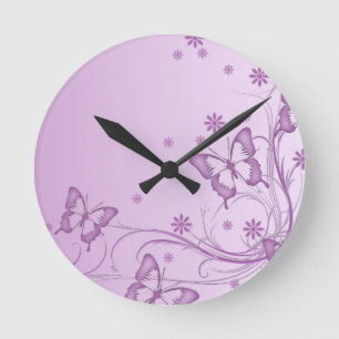 Vintage Purple Butterfly Clock