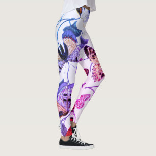 Vintage Purple Butterfly & Moth Painting Leggings