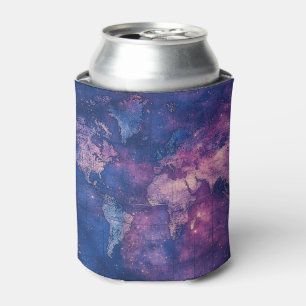 Vintage Purple Celestial World Map (10) Can Cooler