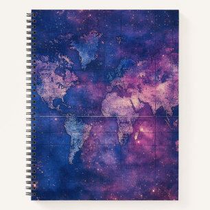 Vintage Purple Celestial World Map (10) Notebook