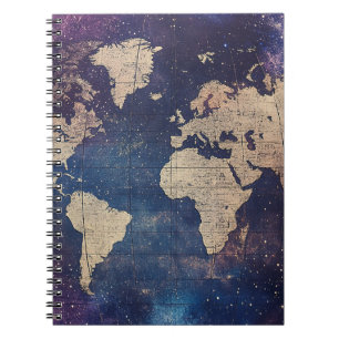 Vintage Purple Celestial World Map (11) Notebook