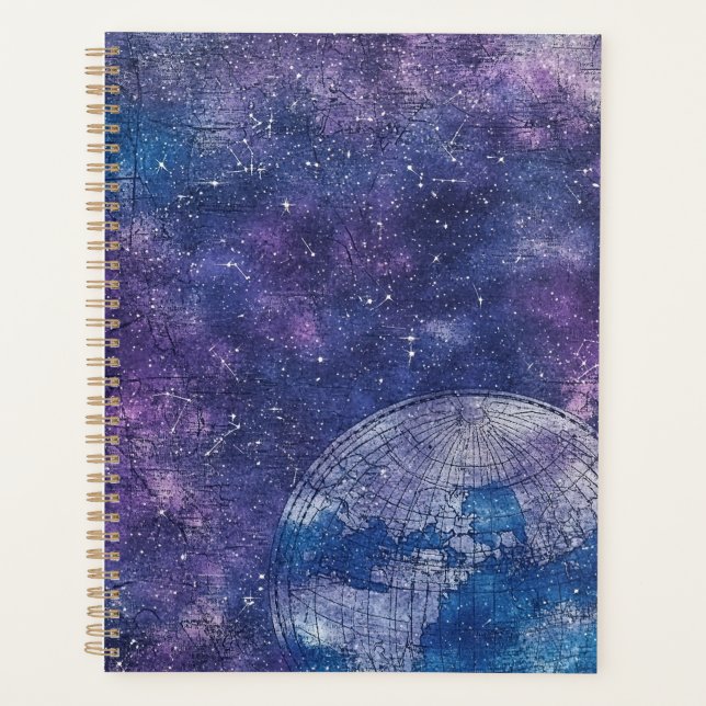 Vintage Purple Celestial World Map (12) Planner (Front)