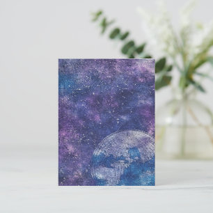 Vintage Purple Celestial World Map (12) Postcard
