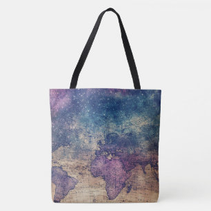 Vintage Purple Celestial World Map (13) Tote Bag