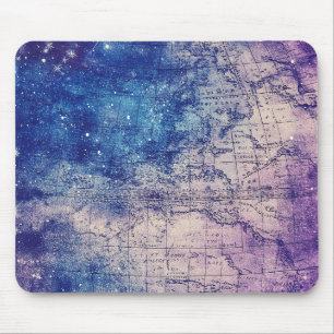Vintage Purple Celestial World Map (14) Mouse Pad
