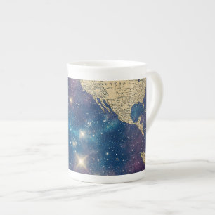 Vintage Purple Celestial World Map (6) Bone China Mug
