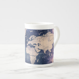 Vintage Purple Celestial World Map (8) Bone China Mug