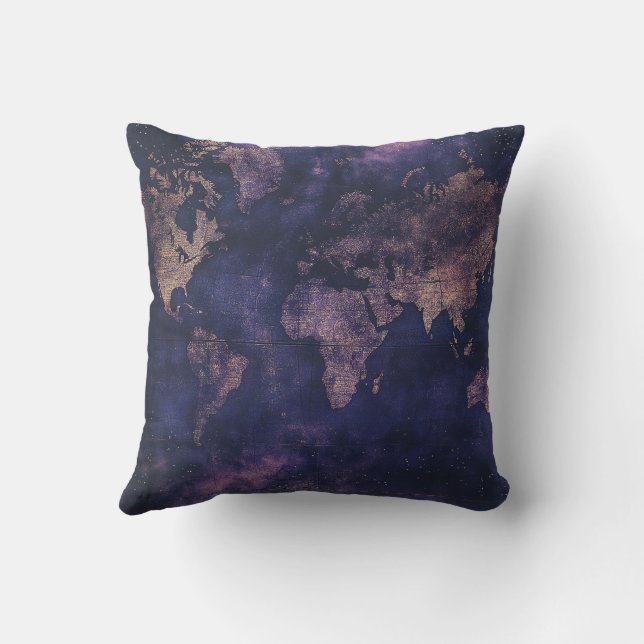Vintage Purple Celestial World Map (9) Cushion (Back)