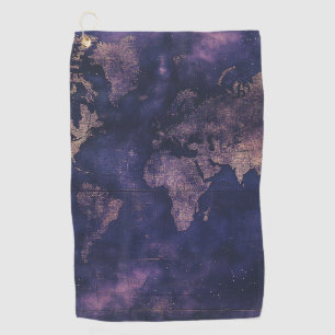 Vintage Purple Celestial World Map (9) Golf Towel