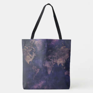 Vintage Purple Celestial World Map (9) Tote Bag