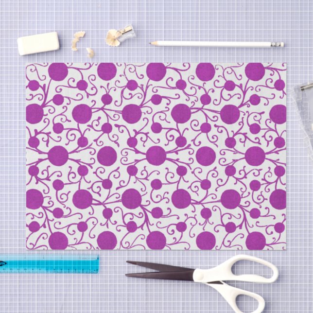 Vintage Purple Circle and Scroll Tissue Paper (Craft)