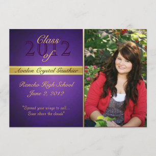 Vintage Purple Class Of  Graduation Invitations