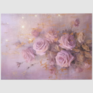 Vintage purple English roses bouquet gold foil Tissue Paper