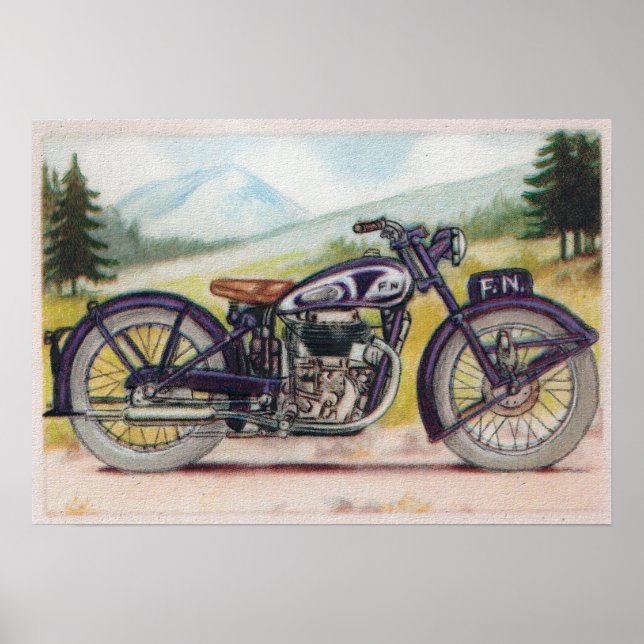 Vintage Purple F.N. Motorcycle Print (Front)