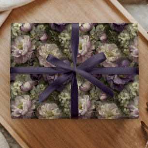 Vintage Purple Floral Peony Pattern Soft Romantic  Wrapping Paper