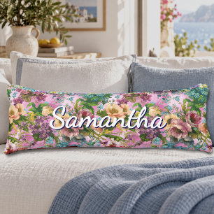 Vintage purple floral pink pattern body cushion